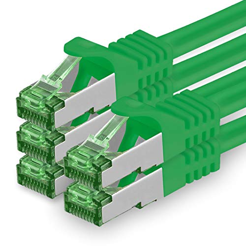 1aTTack.de 1 M Cat.7 Netzwerk-Kabel 5 Stück Cat7 Patch-Kabel Lan-Kabel Ethernet RJ45 10 Gbit/s (Alle Internetgeschwindigkeiten) Grün 1 Meter von 1aTTack.de