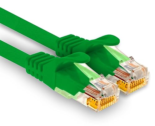 1aTTack.de - 1 X 10m Cat7 Netzwerkkabel, Cat.7 Ethernet, Lan & Cat 7 Patchkabel für maximale Internet Geschwindigkeit & verbindet alle Geräte mit RJ 45 Buchse Grün von 1aTTack.de