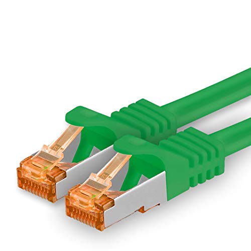 1aTTack.de 10m - Cat.7 Netzwerkkabel Grün - 1 Stück Gigabit Ethernet LAN Kabel 10000 Mbit s Patchkabel Cat7 Kabel S FTP PIMF Schirmung LSZH Cat.7 Rohkabel Rj45 Stecker Cat 6a - 1 x 10 Meter von 1aTTack.de