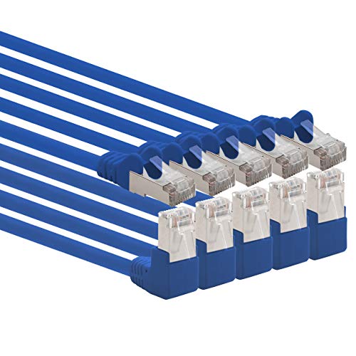 1aTTack.de 366134 Cat.6 Netzwerkkabel Winkel 90 Grad 0,5m - blau - 5 Stück - Cat6 Patchkabel (SFTP PIMF) 1000Mbit/s Rj 45 Stecker - 5 x 0,5m Meter blau von 1aTTack.de