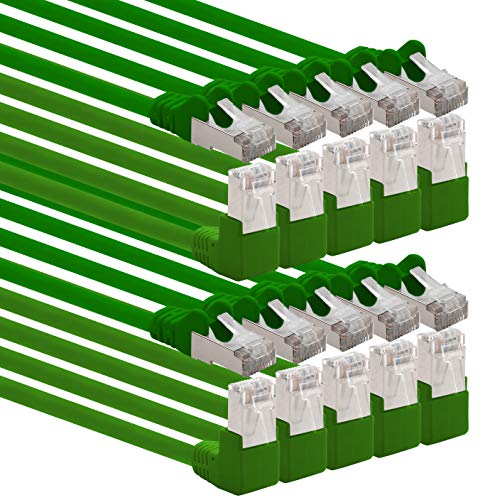 1aTTack.de 366141 Cat.6 Netzwerkkabel Winkel 90 Grad 0,5m - grün - 10 Stück - Cat6 Patchkabel (SFTP PIMF) 1000Mbit/s Rj 45 Stecker - 10 x 0,5m Meter grün von 1aTTack.de