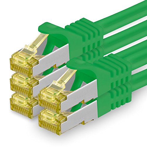 1aTTack.de Cat.7 Netzwerkkabel 1,5m Grün 5 Stück Cat7 Ethernetkabel Netzwerk LAN Kabel Rohkabel 10 Gb s SFTP PIMF LSZH Set Patchkabel mit Rj 45 Stecker Cat.6a von 1aTTack.de