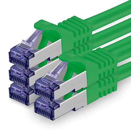 1aTTack.de Cat.7 Netzwerkkabel 1,5m - Grün - 5 Stück - Cat7 Patchkabel (SFTP/PIMF/LSZH) Rohkabel 10 Gb/s mit Rj 45 Stecker Cat.6a - 5 x 1,5 Meter Grün von 1aTTack.de