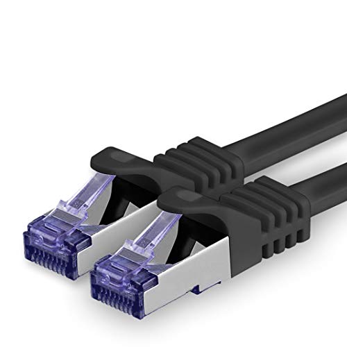 1aTTack.de Cat.7 Netzwerkkabel 5m - Schwarz - 1 Stück - Cat7 Patchkabel (SFTP/PIMF/LSZH) Rohkabel 10 Gb/s mit Rj 45 Stecker Cat.6a - 1 x 5 Meter Schwarz von 1aTTack.de