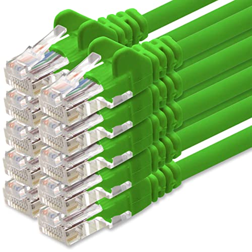 1aTTack.de Netzwerkkabel Cat.6 - grün - 10x - 2m - (Set) - CAT6 Ethernet Kabel Lankabel 1000 Mbits Patchkabel von 1aTTack.de
