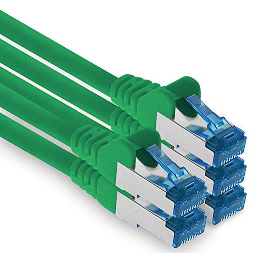 1aTTack.de Patchkabel – 5X 1m Ethernet, Netzwerk, LAN Kabel CAT6a (für Gigabit Netzwerke, Router, Switch, Modems mit RJ45 Eingang – grün) von 1aTTack.de