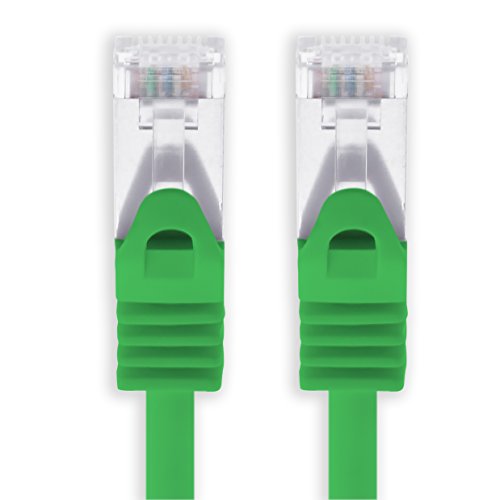 1aTTack.de 1m - grün - 1 Stück Cat7 Netzwerkkabel SFTP Patchkabel Lankabel Rohkabel 10GB/s - 500 Mhz konfektioniert mit 2 RJ45 Stecker Cat 6a von 1aTTack.de