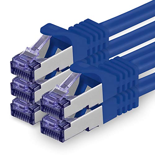 1aTTack.de Cat.7 Netzwerkkabel 1,5m - Blau - 5 Stück - Cat7 Patchkabel (SFTP/PIMF/LSZH) Rohkabel 10 Gb/s mit Rj 45 Stecker Cat.6a - 5 x 1,5 Meter Blau von 1aTTack.de