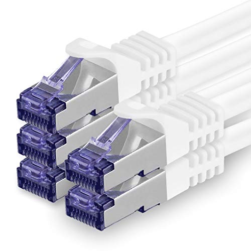 1aTTack.de 5x 1.0 M CAT7 Netzwerkkabel - 10 Gigabit - RJ45 Patchkabel Ethernet Kabel (SFTP PIMF LSZH CU) - für DSL LAN Switch Modem Router Patchpanel CAT7 CAT6 CAT5 - weiß von 1aTTack.de