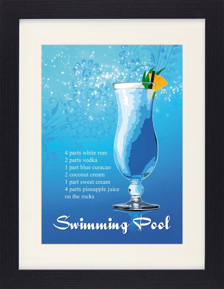 1art1 Bild mit Rahmen Cocktails - Swimming Pool von 1art1