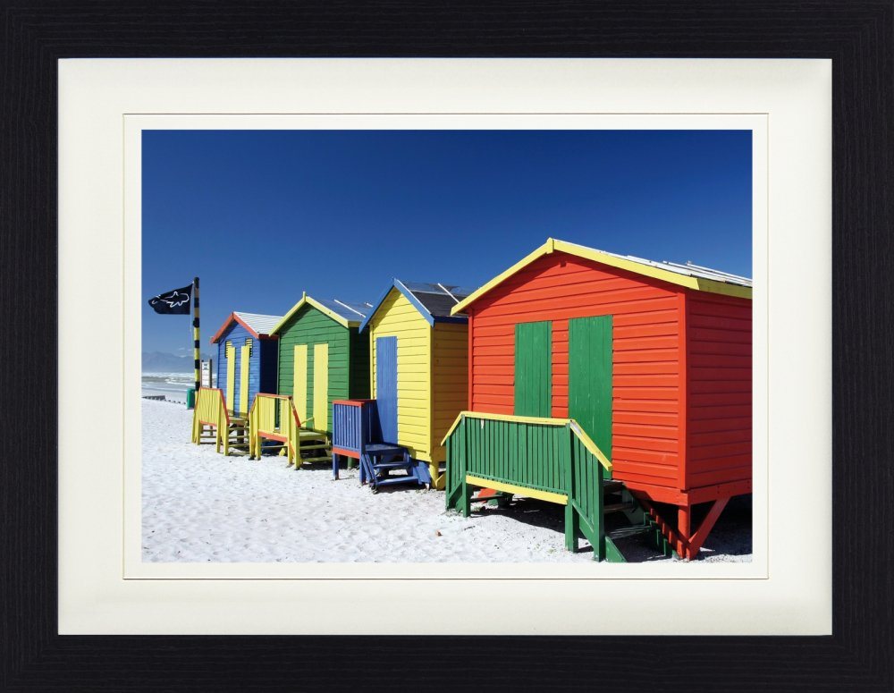 1art1 Bild mit Rahmen Strände - Bunte Strandhütten In Südafrika von 1art1