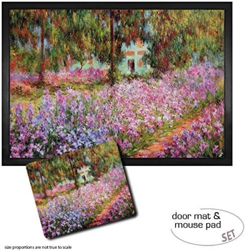 1art1 Claude Monet, Der Garten des Künstlers In Giverny, 1900 Fußmatte Dekomatte Innenbereich | Design Türmatte (70x50 cm) + Mauspad (23x19 cm) Geschenkset von 1art1