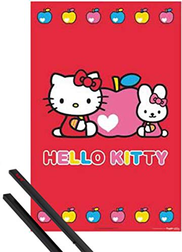 1art1 Hello Kitty Plakat | Bild (91x61 cm) Red Apples + EIN Paar Posterleisten, Schwarz von 1art1