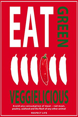 1art1 Kochkunst Veggielicious, Eat Green, Respect Life, Red Selbstklebende Fototapete Poster-Tapete 180x120 cm von 1art1