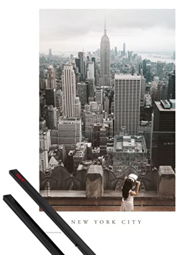 1art1 New York Plakat | Bild (91x61 cm) City Views + EIN Paar Posterleisten, Schwarz von 1art1