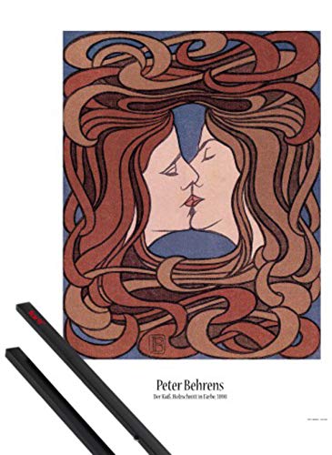 1art1 Peter Behrens Plakat | Bild (91x61 cm) Der Kuss, 1898 + EIN Paar Posterleisten, Schwarz von 1art1