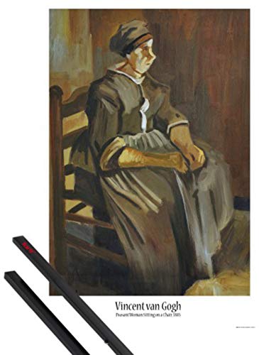 1art1 Vincent Van Gogh Plakat | Bild (91x61 cm) Bäuerin Auf Einem Stuhl Sitzend, 1885 + EIN Paar Posterleisten, Schwarz von 1art1