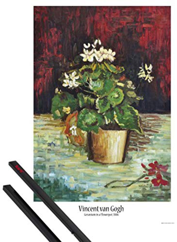 1art1 Vincent Van Gogh Plakat | Bild (91x61 cm) Geranie In Einem Blumentopf, 1886 + EIN Paar Posterleisten, Schwarz von 1art1