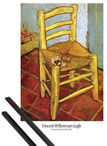 1art1 Vincent Van Gogh Plakat | Bild (91x61 cm) Vincents Stuhl Mit Pfeife, 1888 + EIN Paar Posterleisten, Schwarz von 1art1