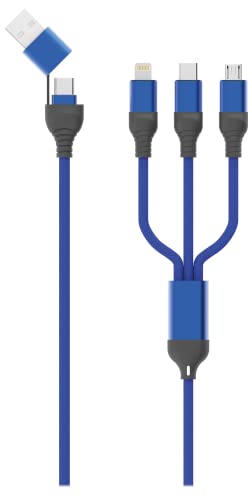2GO All in One USB / Type C Ladekabel - blau - 120cm von 2GO