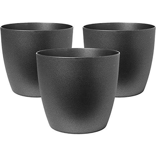 2friends Blumentopf schwarz, kleine Blumentöpfe 3er Set, Übertopf schwarz matt, Pflanzentopf Kunststoff 14cm, Übertöpfe für Zimmerpflanzen, ideale Fensterbank-Größe, Blumenübertopf, Made in EU von 2friends