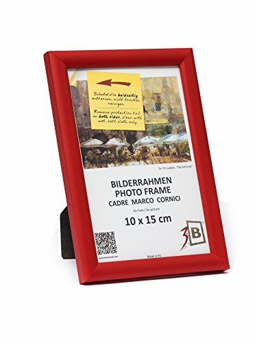 3-B Bilderrahmen ULM 10x15 cm - rot - Holzrahmen, Fotorahmen, Portraitrahmen mit Acrylglas von 3-B