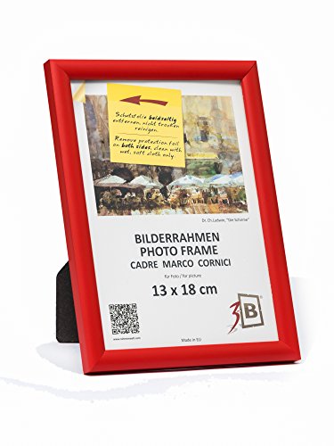 3-B Bilderrahmen ULM 13x18 cm - rot - Holzrahmen, Fotorahmen, Portraitrahmen mit Acrylglas von 3-B