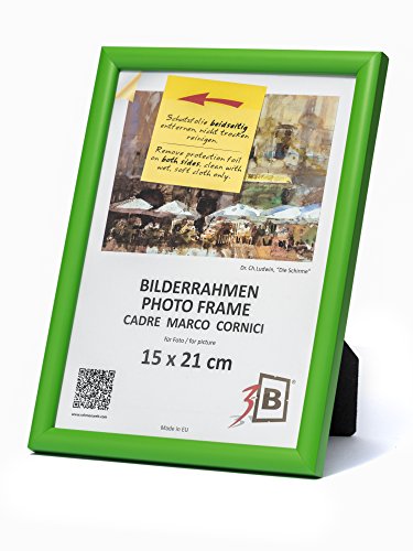 3-B Bilderrahmen ULM 15x21 cm (A5) - grün - Holzrahmen, Fotorahmen, Portraitrahmen mit Acrylglas von 3-B