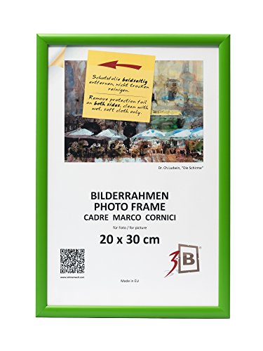 3-B Bilderrahmen ULM 20x30 cm - grün - Holzrahmen, Fotorahmen, Portraitrahmen mit Acrylglas von 3-B