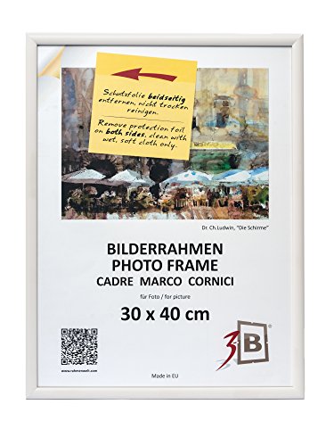 3-B Bilderrahmen ULM 30x40 cm - weiß - Holzrahmen, Fotorahmen, Portraitrahmen mit Acrylglas von 3-B