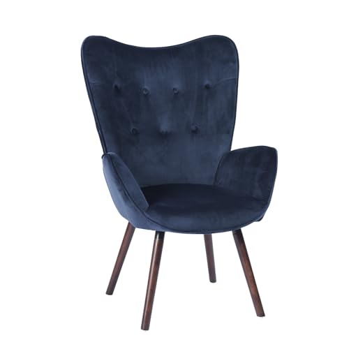 39F FURNITURE DREAM Scandinavian Retro Armchair for Living, Dining Room, Office with Velvet Upholstery, Padded Armrests and Solid Wood Legs, Blue, 68x73x106 cm von 39F FURNITURE DREAM