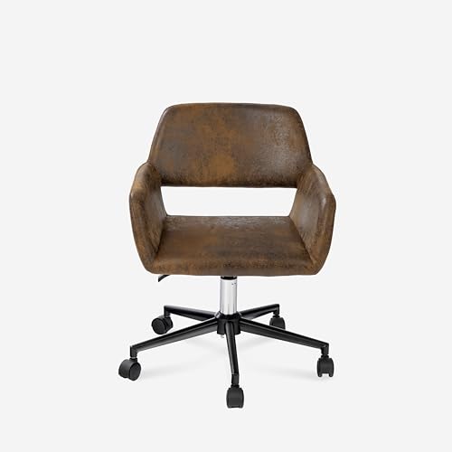 39F FURNITURE DREAM Vintage Office Chair in Suede Fabric, Height-Adjustable Casters, 360° Rotation, Brown, 55x56x75-85cm von 39F FURNITURE DREAM