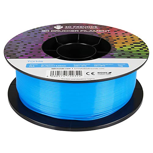 3D FREUNDE Premium PLA Filament 1,75mm, 1kg Spule | EU-Herstellung | Optimiert für 3D Drucker | Verbesserte Festigkeit | Biologisch Abbaubar | Präzision ±0,02mm | Einfaches Drucken - Türkis von 3D FREUNDE