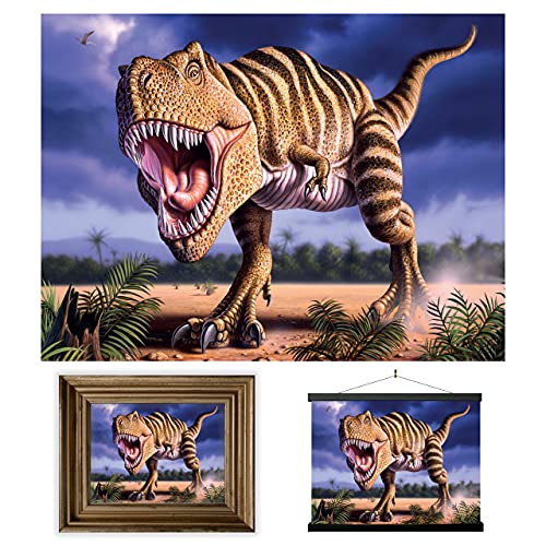 3D LiveLife Linsenförmige Wandkunst Drucke - Braun T-Rex von Deluxebase. Ungerahmtes 3D Dinosaurier Poster. Perfekter Wandfüller. Original kunstwerk lizenziert von bekannt künstler, Jerry LoFaro von 3D LiveLife