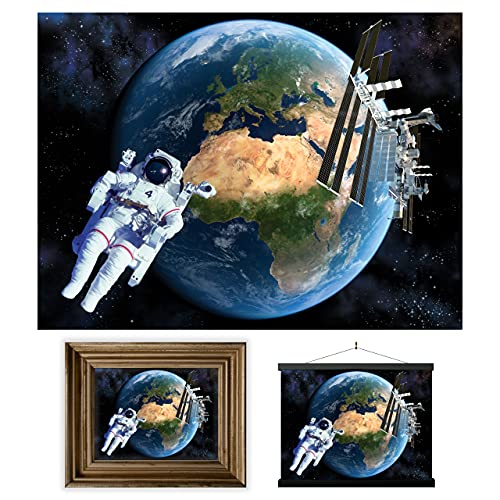 3D LiveLife Linsenförmige Wandkunst Drucke - Erde ab Weltall von Deluxebase. Ungerahmtes 3D Astronomie Poster. Perfekter Wandfüller. Original kunstwerk lizenziert von bekannt künstler, David Penfound von 3D LiveLife