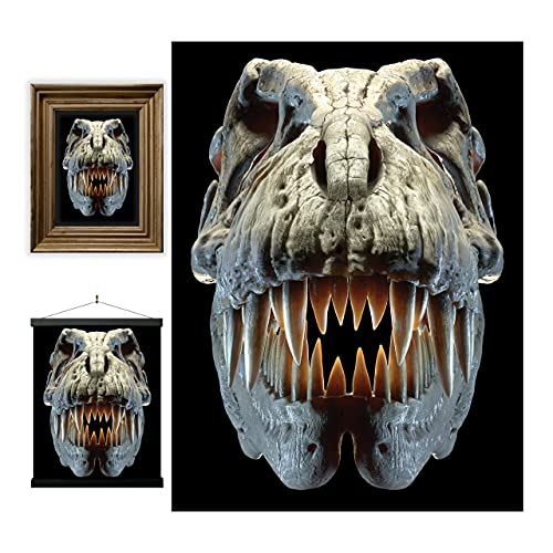 3D LiveLife Linsenförmige Wandkunst Drucke - T-Rex Schädel von Deluxebase. Ungerahmtes 3D Dinosaurier Poster. Perfekter Wandfüller. Original kunstwerk lizenziert von bekannt künstler, David Penfound von 3D LiveLife