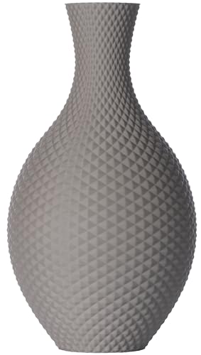 3D Vase Blumenvase/Dekovase Shiva 30 cm für Schnitt-/ Trockenblumen | nachhaltig | wasserdicht (Hellgrau) von 3D Vase