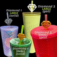 Große/Kleine Geo-Diamant & Solid Diamond Stroh Topper | 3D Gedruckt Für 8.5mm Standard Strohhalme - Nicht Stanley von 3DbyTMD
