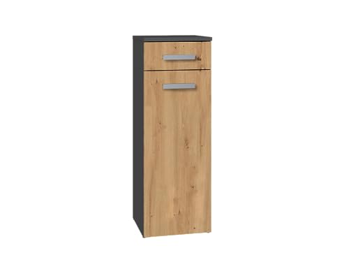 3E 3xE living.com Stilvoller Badezimmerschrank mit Tür und Schublade – modernes in Anthrazit & Artisan Eiche von 3E 3xE living.com