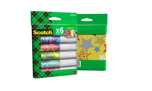 Scotch Permanent-Klebestift, 8g, 6 Stifte + 1 Blech-Sammlerdose - Sicherer und Kinderfreundlicher Kleber für Kunst und Bastelarbeiten, Starker Klebstoff für Schule & Bürobedarf von Scotch