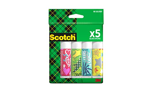 Scotch Permanent-Klebestift, 8 g, 5 Stifte - Sicherer und Kinderfreundlicher Kleber für Kunst und Bastelarbeiten, Starker Klebstoff für Schule & Bürobedarf von Scotch