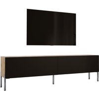 TV-Schrank in Wotan Eiche / Schwarz matt mit Beinen in Chrom, A: B: 170 cm cm, H: 52 cm, T: 32 cm. TV-Möbel, TV-Tisch, TV-Bank - Wotan Eiche / von 3XE LIVING