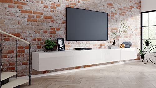 Fernsehschrank fernsehregal tv Board hängend tv Shrank tv 55 Zoll lowboard tv Tisch 2 Farben weiß glänzend hängend/stehend wandschrank 240cm 4housedesign® von 4 house design