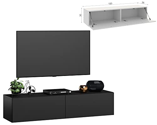 Fernsehschrank fernsehregal tv Board hängend tv Shrank tv 55 Zoll lowboard tv Tisch 2 Farben schwarz mat hängend/stehend wandschrank 120cm 4housedesign® von 4 house design