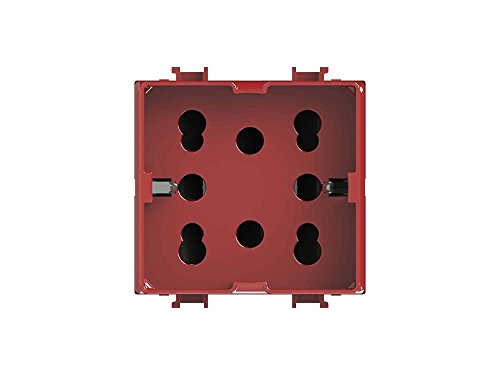 4Box 4B.Amr.H21 Stecker MULTISTANDARD 1 Schuko oder 2 Bypass Kompatibel mit Bticino Matix, 250 V, rot von 4Box
