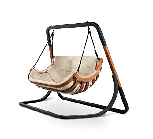 4IQ Outdoor Hängesessel mit Gestell für Kinder und Erwachsene 183x86x17 cm - Hängestuhl Outdoor Wetterfest mit Kissen - Hanging Chair 2 Personen - Hängesitz mit Ständer - Hänge Sessel Garten von 4IQ Group