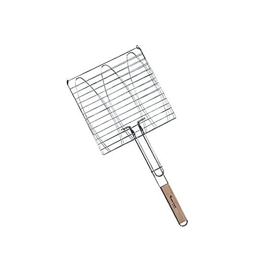 3er Fischbräter 28x28cm Fischgriller Fischzange Grillkorb Grillwender Fischhalter Grillaufsatz mit Holzgriff Stahl verchromt von 4U-Onlinehandel