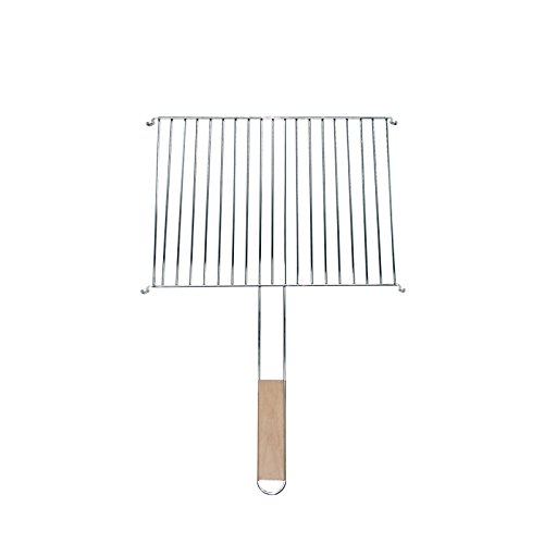 Grillrost 40x30cm mit Holzgriff Stahl verchromt Grillgitter Grillaufsatz Ersatzrost von 4U-Onlinehandel