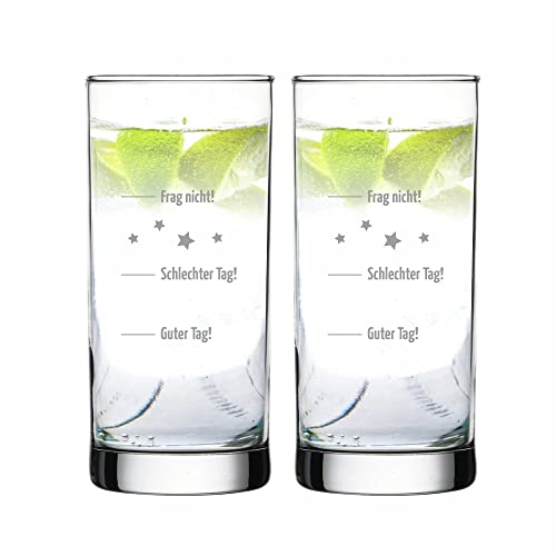 4you Design 2-er Set Gin Gläser Guter Tag, Schlechter Tag – Geschenkidee zu Weihnachten für Männer & Frauen – Wichtelgeschenk für Arbeits-kollegen – Spülmaschinenfest – Geschenk zum Geburtstag von 4youDesign