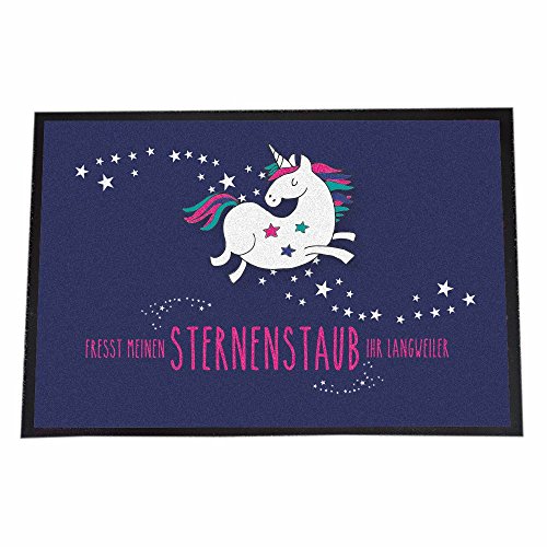 4you Design Einhorn-Fußmatte -Fresst Meinen Sternenstaub Ihr Langweiler- Schmutzfangmatte für innen & außen – Geschenkidee zu Weihnachten & Geburtstag (40x60) von 4you Design